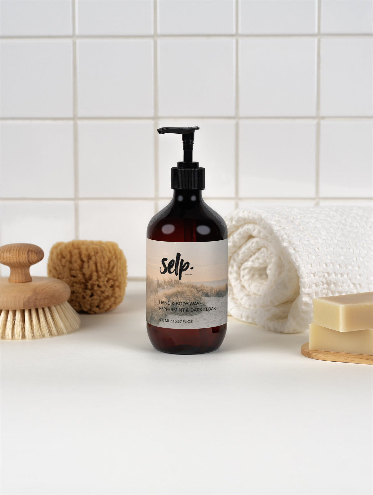 Hand & Body Wash, Peppermint & Dark Cedar
