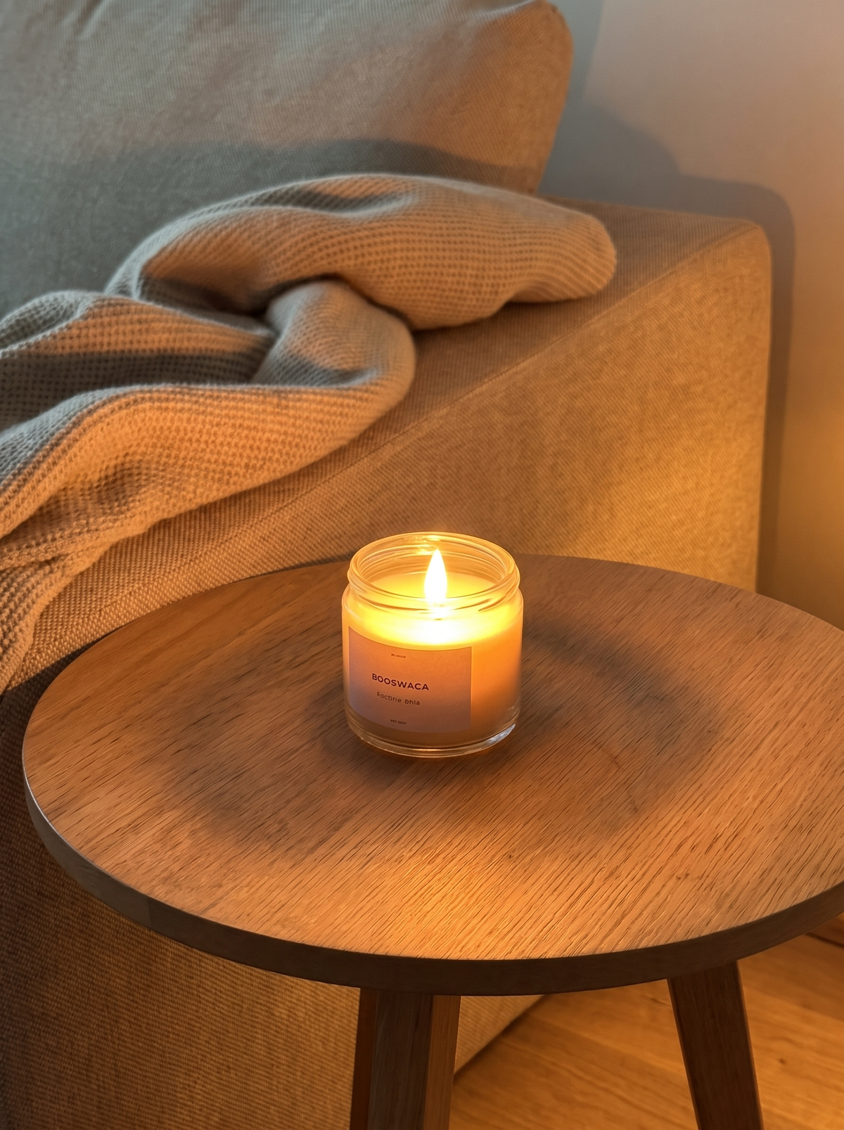 Room after — candle lit