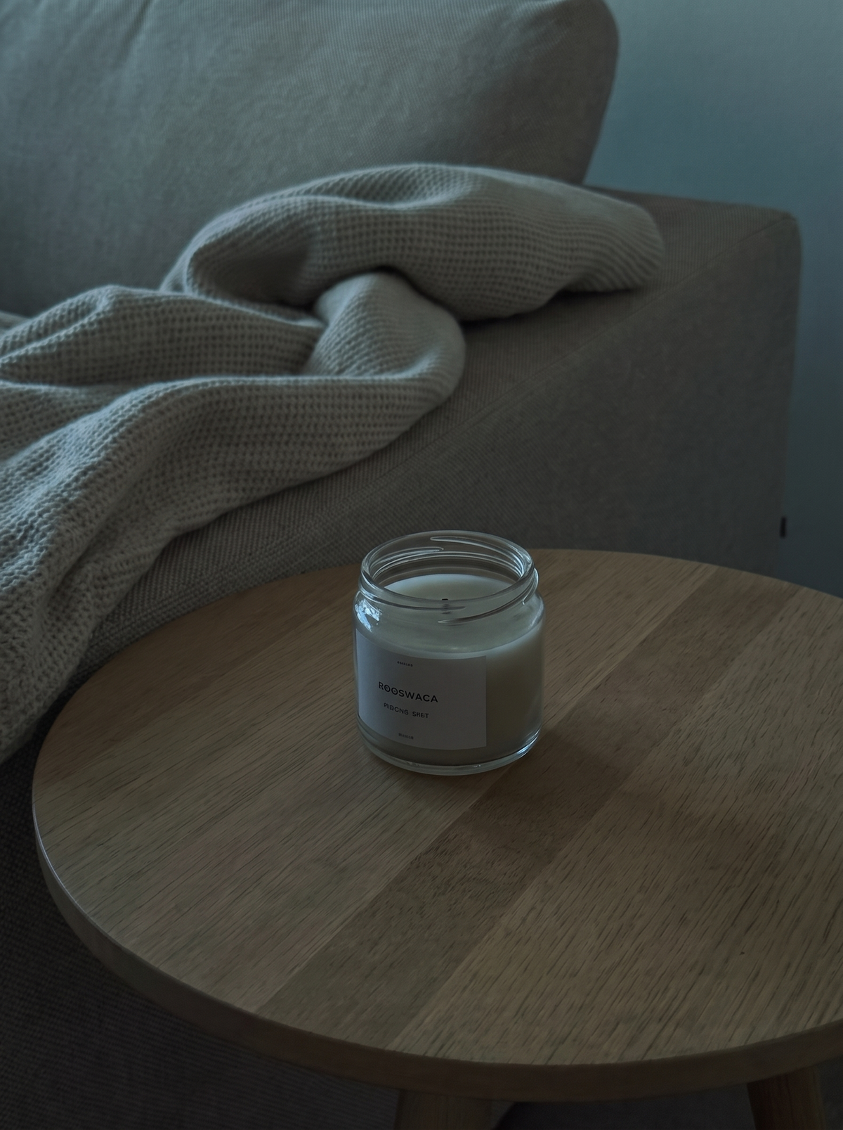 Room before — candle unlit